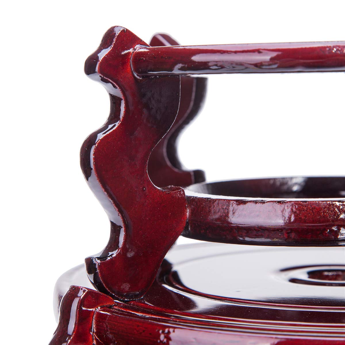 Exquisite Handcrafted Rosewood Oriental Fishbowl Vase Stand - 12 Inch Round Decorative Display for Home, Office & Feng Shui Decor