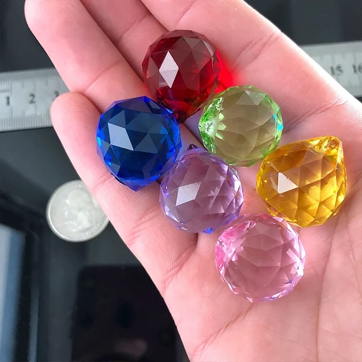 Queenbox 10pcs 15mm Crystal Suncatcher Prism Ball Rainbow Hanging Pendants with Hole - Feng Shui Window Decor, Chandelier Accessories, DIY Home & Garden Decoration for Sunlight Rainbow Effects