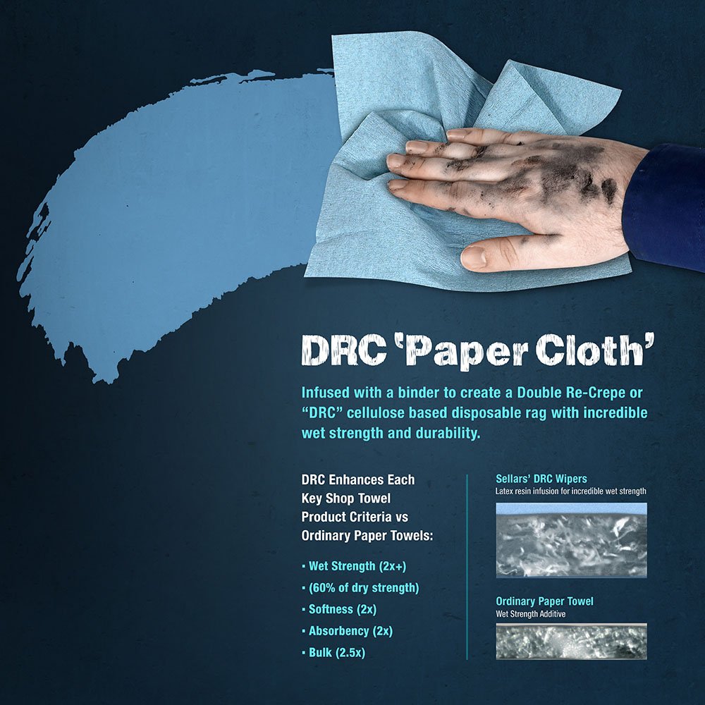 Sellars 54400 Z400 Shop Recycled Disposable Blue Paper Towels, 11