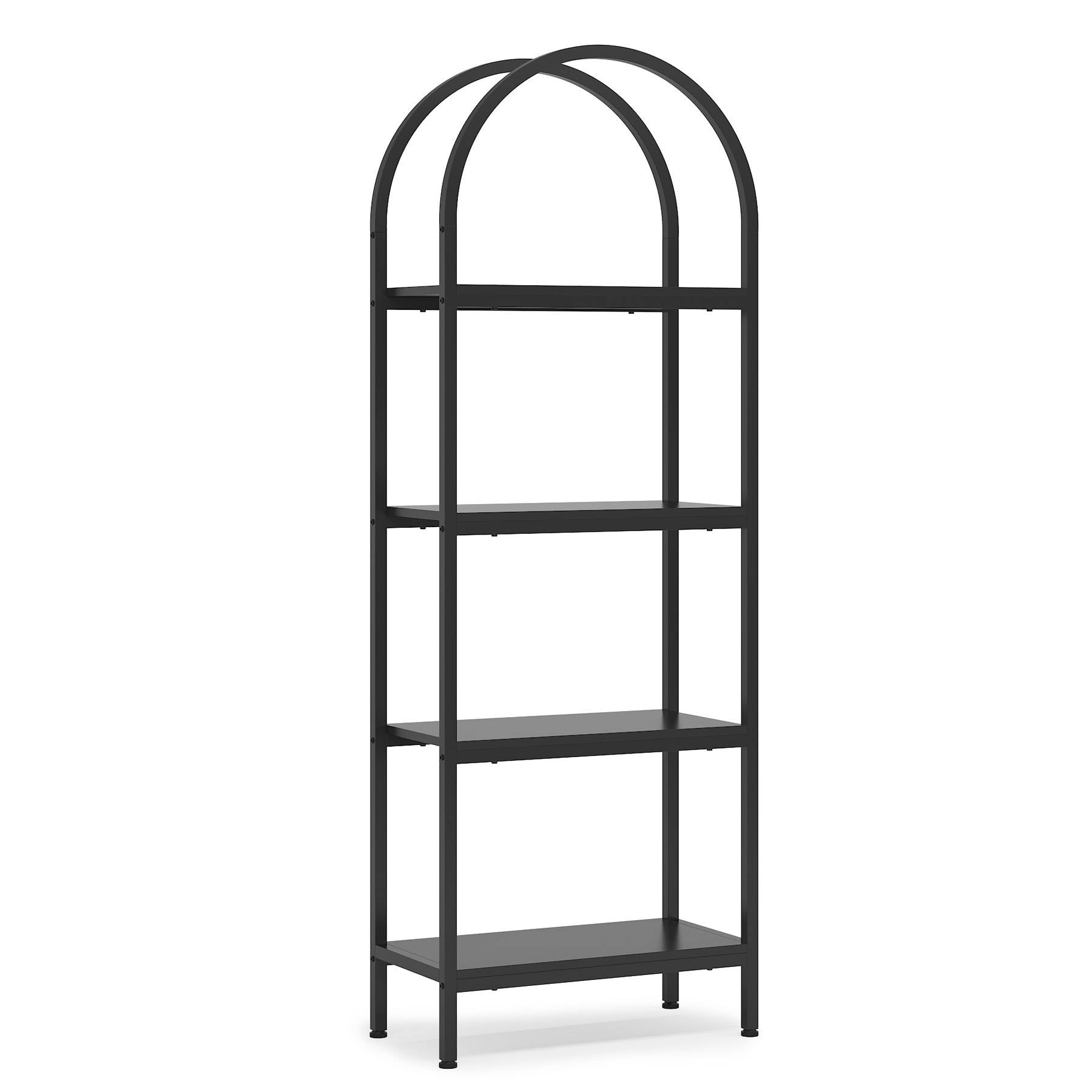 4 Tier / 5 Tier Wooden Bookshelf - Arched Bookcase Display Rack with Storage Shelves for Home Office, Living Room, Bedroom - Perfect for Organizing Books, Decor & Storage Needs