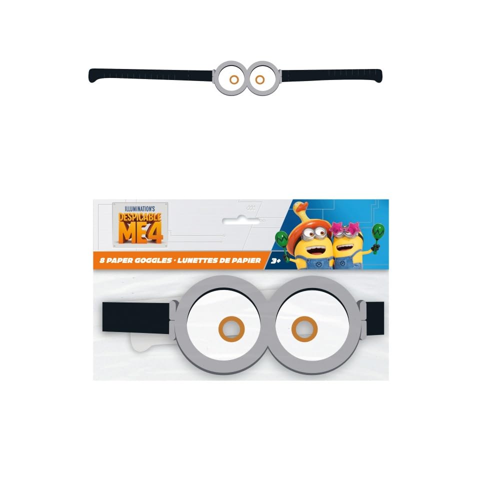 Despicable Me Party Supplies Bundle - 16 Plates, 16 Napkins, 1 Table Cover, 16 Paper Goggles & Dinosaur Stickers | Perfect for Birthday Parties, Themed Events & Kids Celebrations