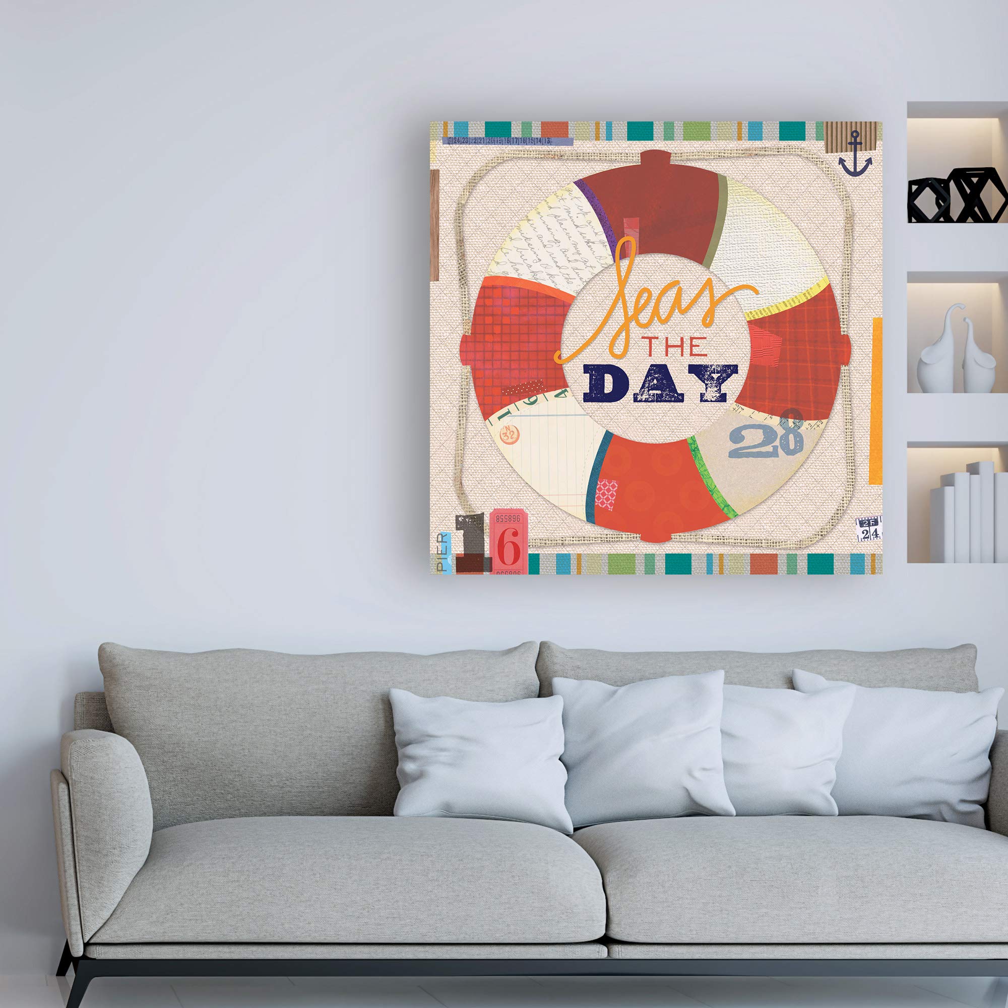 Trademark Fine Art 18x18 Coastal Collage 11 by Holli Conger - Beach Themed Wall Decor for Living Room, Bedroom & Office - Perfect Coastal Home Decor & Gift Idea