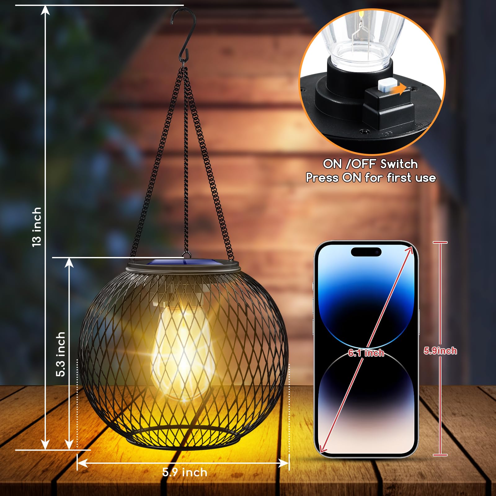UBright Solar Lanterns - Waterproof Outdoor Hanging Lights, Solar Powered Garden Decor for Patio, Yard & Pathway (2 Pack) - Perfect for Evening Gatherings & Landscape Lighting