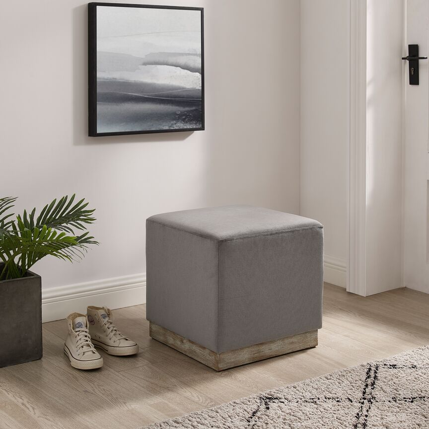 Stylish Grey Adele Ottoman - Modern Footrest & Extra Seating for Living Room, Bedroom, or Office