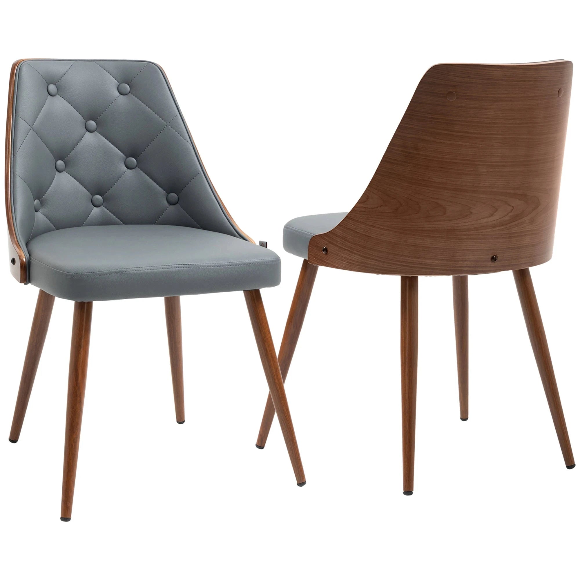 Premium Tufted Faux Leather Dining Chairs Set of 2 - Modern Kitchen & Dining Room Furniture - Available in Black & Brown for Home, Restaurant & Office Decor