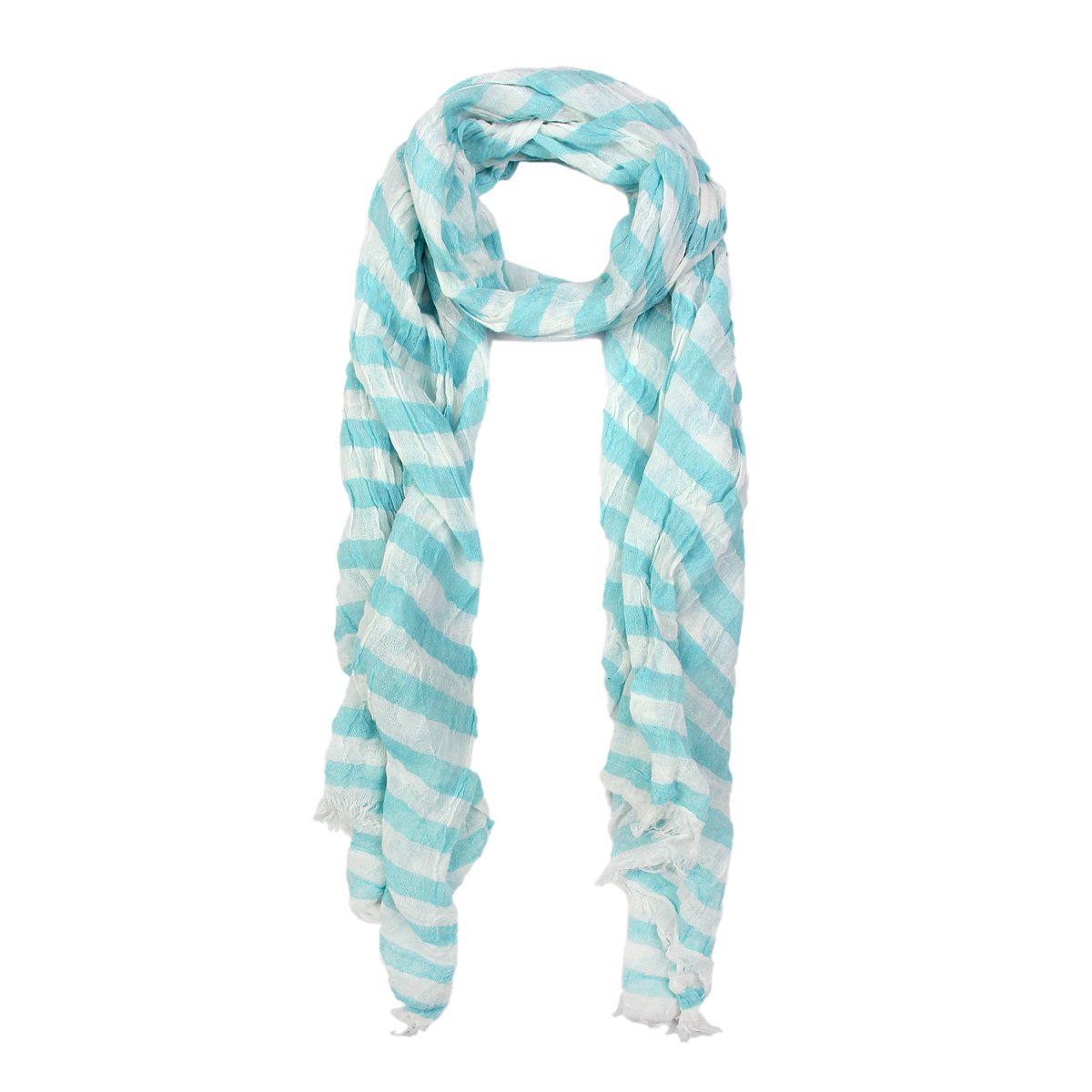 Trendy Blue Pure Cotton Lightweight Narrow Striped Scarf for Women - Perfect for Casual, Office & Travel Accessories