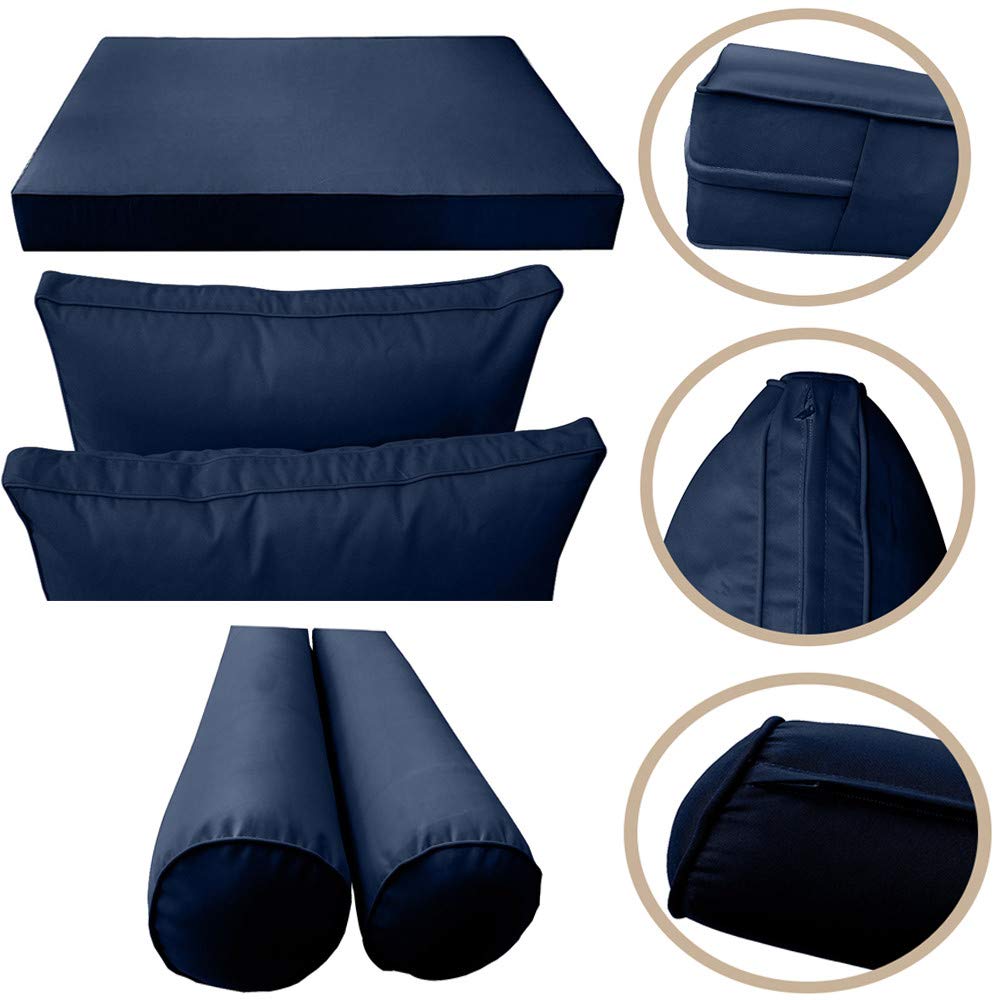 Prolinemax SLIPCOVER ONLY - S2 Outdoor Daybed Mattress Bolster Backrest Cushion Covers with Piped Trim for Twin-XL Size (AD101) | Perfect for Patio, Poolside & Garden Furniture Protection