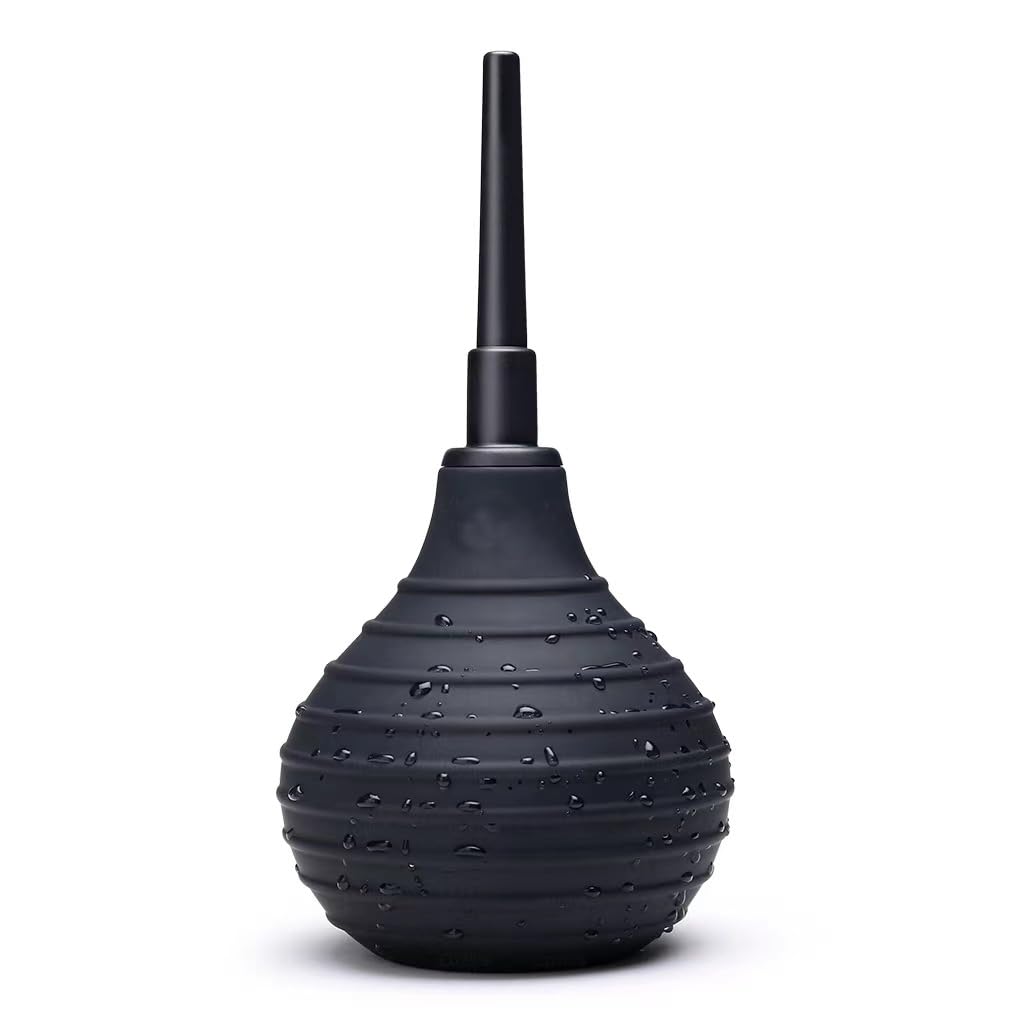 Luvkis Anal Douche Bulb with Back-Flow Prevention - 8.5oz Enema Cleaner for Women & Men - Personal Hygiene Kit for Anal & Vaginal Cleansing - Perfect for Pre-Sex Prep, Colon Cleansing & Postpartum Care (Black)