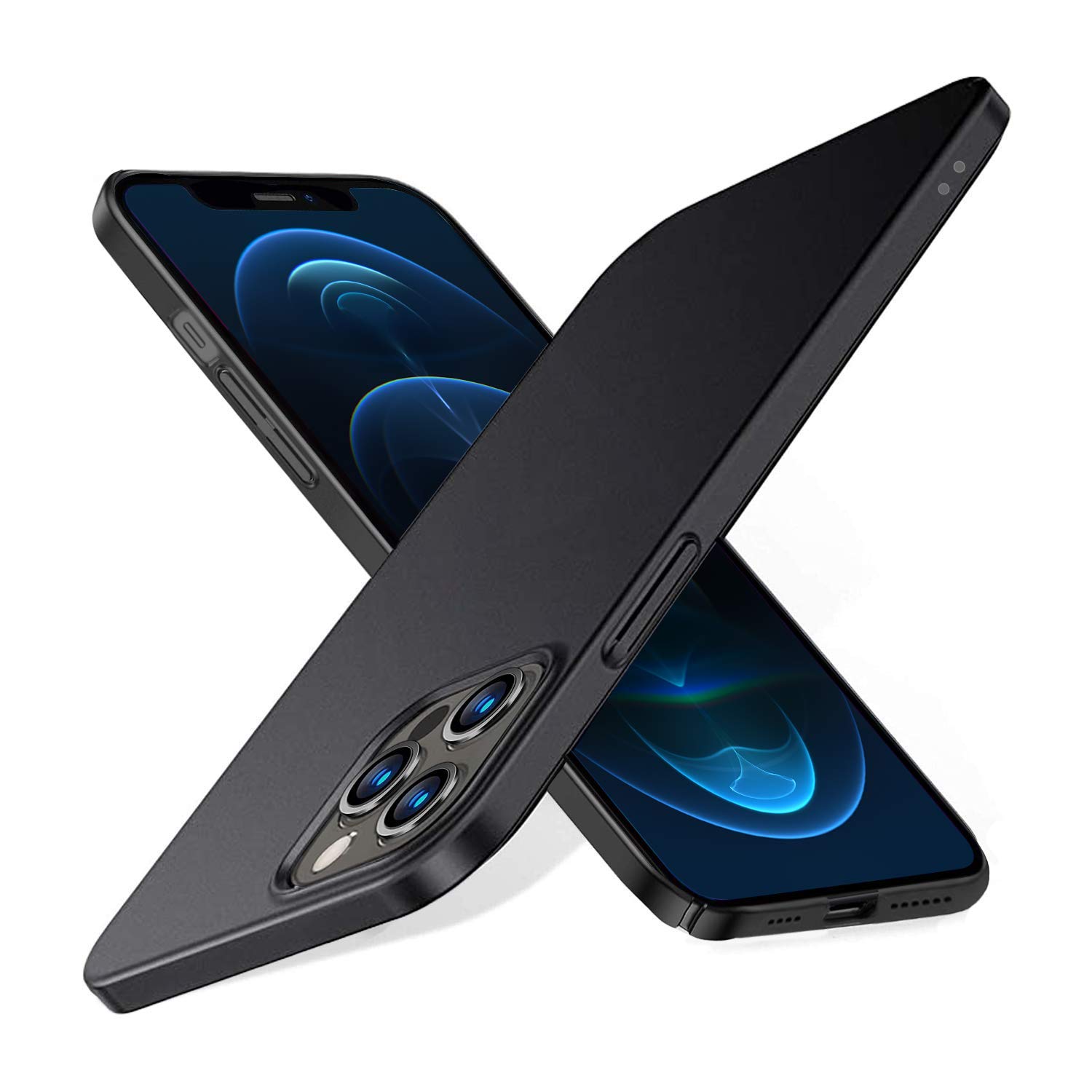 Hovik Slim Fit Ultra Thin Hard Protective Case for iPhone 12 Pro Max 6.7 Inch | Non-Slip Grip Lightweight Shell | Perfect for Everyday Use, Travel, and Work (Black)