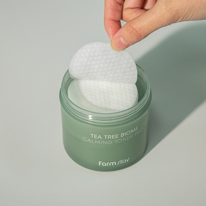 Farmstay Tea Tree Biome Calming Toner Pads 70 Count - Soothing & Hydrating Facial Treatment for Acne-Prone Skin - Perfect for Daily Skincare Routine & Travel Essentials