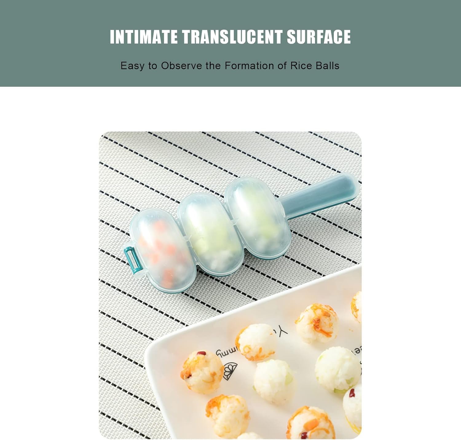 Blue Rice Ball Shaker and Mold - DIY Sushi Maker Kit for Kids, Bento Lunch Decorations, Japanese Onigiri & Rice Ball Press Tool for Home Cooking and Party Food Prep