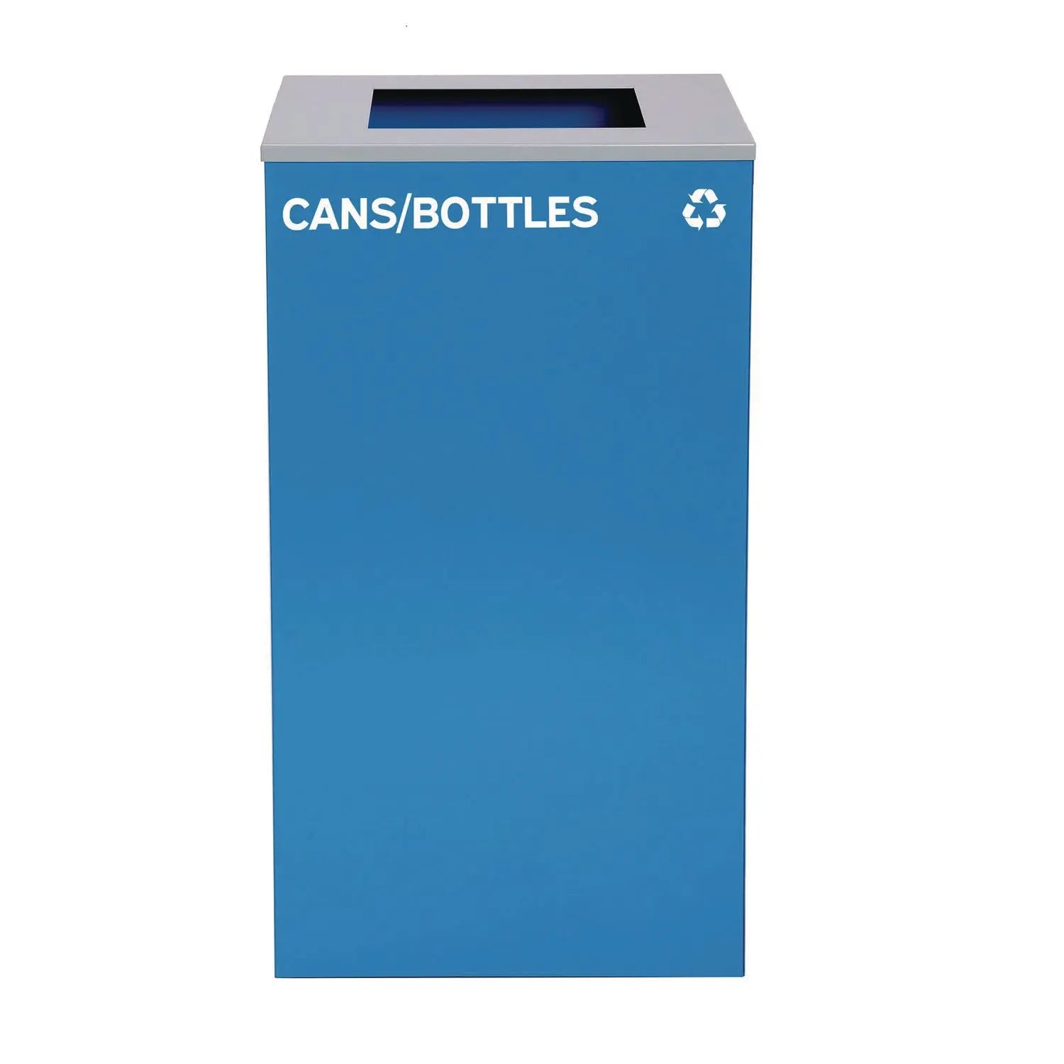 Alpine Industries 29 Gallon Steel Trash Can & Recycling Bin Set - Blue Bottle Recycling, Black Trash with Square Lid & Green Compost Bin - Perfect for Kitchen, Office, Garage Waste Management