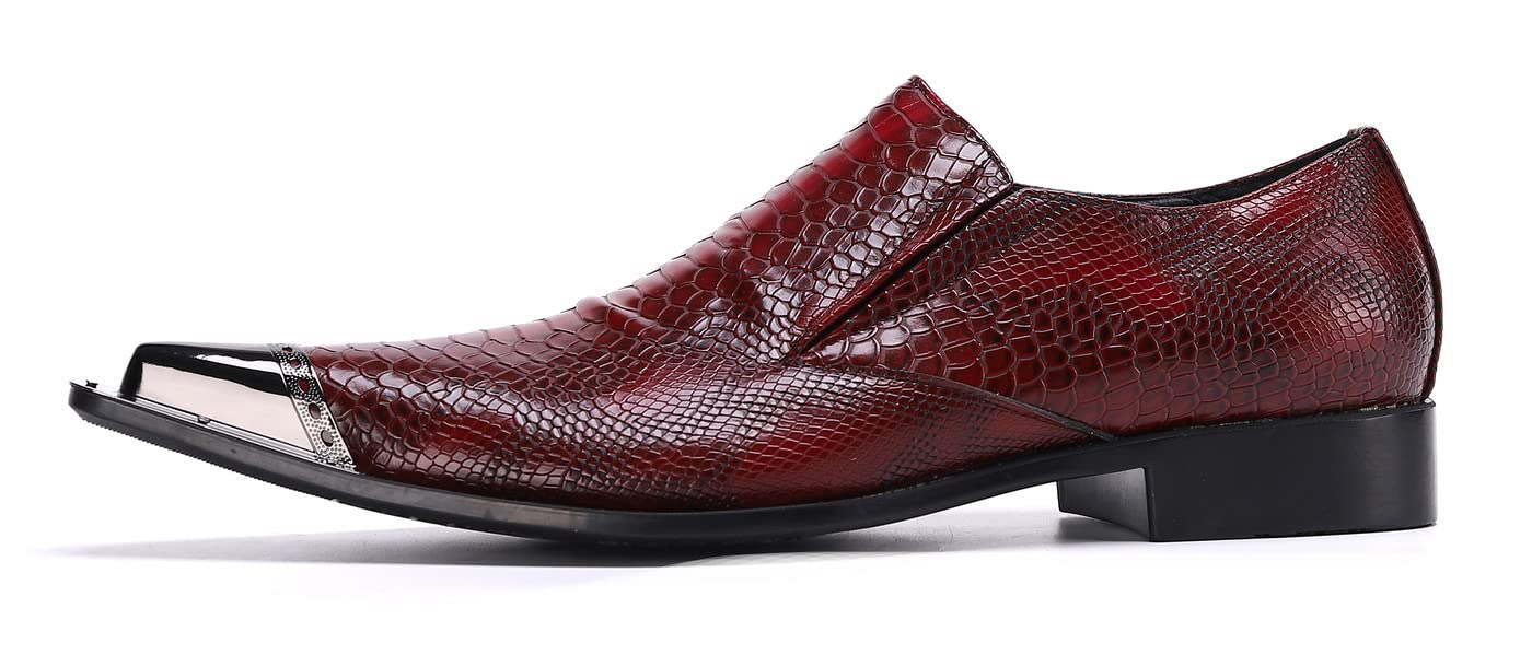 Santimon Men's Genuine Leather Loafers - Classic Snake Print Slip-On Dress Shoes for Casual & Formal Wear - Lightweight Comfortable Smoking Style Shoes for Office, Party & Daily Use