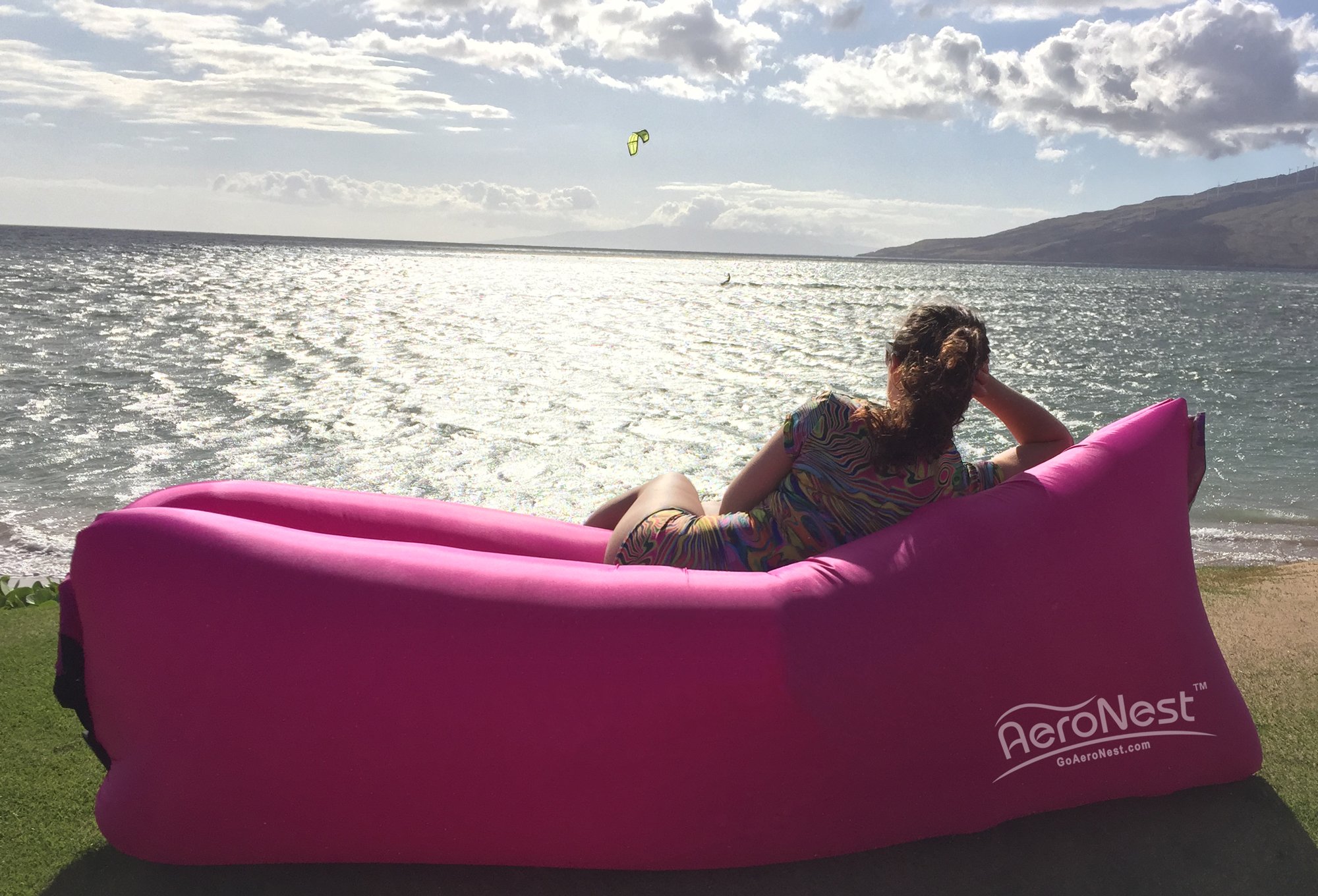 Inflatable Air Lounger - Portable Lightweight Air Couch for Beach, Camping & Outdoor Relaxation | Quick Setup Packable Hammock Alternative | Perfect for Backyard, Poolside & Music Festivals