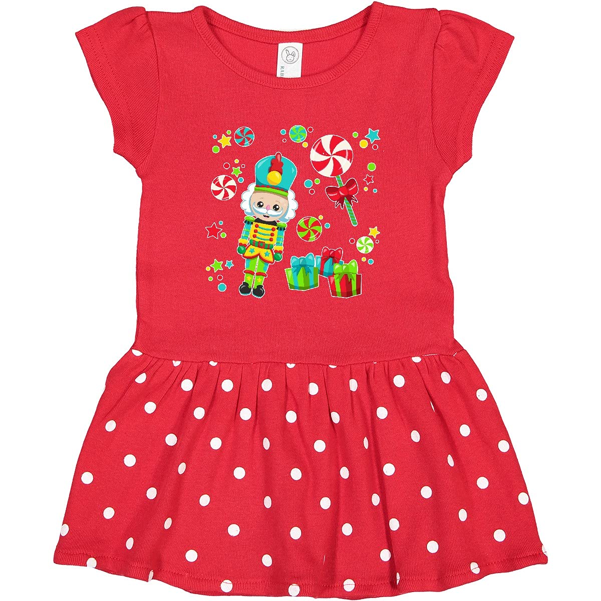 Inktastic Holiday Nutcracker & Candy Christmas Toddler Dress - Festive Outfit for Girls, Cute Holiday Party Dress for Toddlers, Perfect for Christmas Photos & Family Gatherings