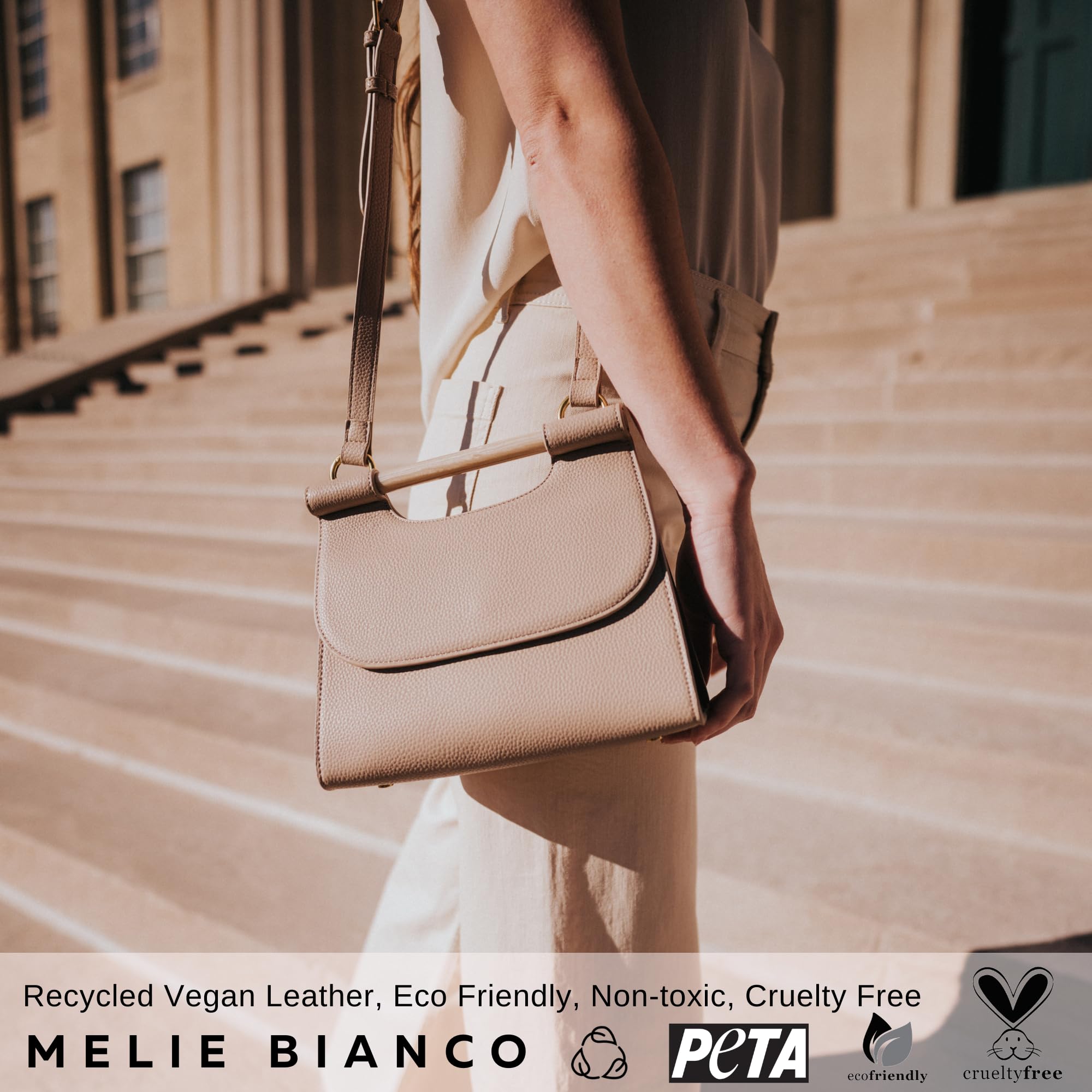 Melie Bianco Nancy Vegan Leather Crossbody Bag - Handmade Recycled Luxury Purse for Women - Perfect for Work, Travel & Everyday Use