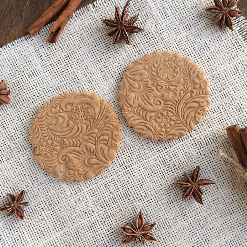 Embossed Rolling Pin for Baking - Engraved Cookie Dough Press with Floral Design - Perfect for Homemade Cookies, Cakes & Pastries - Ideal Kitchen Decor Tool & Unique Birthday Gift for Women, Moms & Bakers