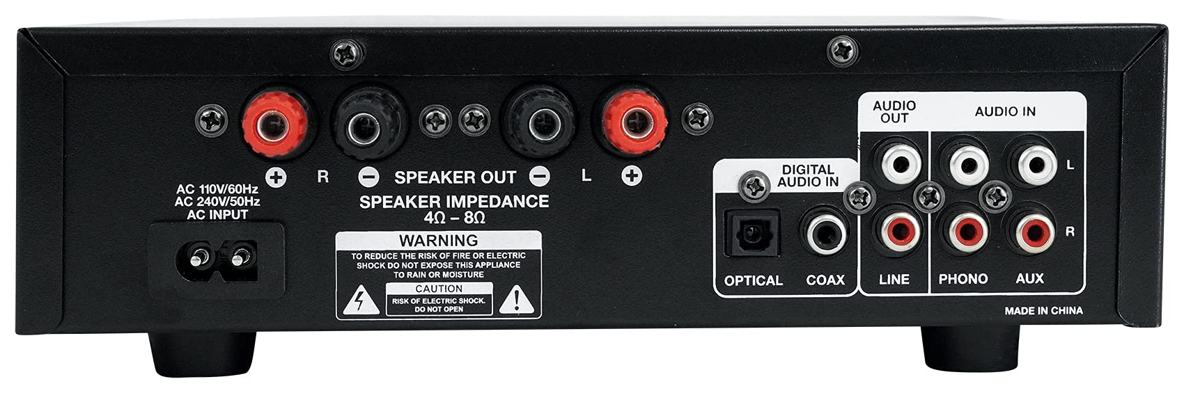 Rockville BLUAMP 150 Bluetooth Stereo Amplifier Receiver with Optical/Phono/RCA Inputs & 4 Rockville RockSlim White Home Theater Speakers - Perfect for Home Audio, Karaoke, and Entertainment Systems