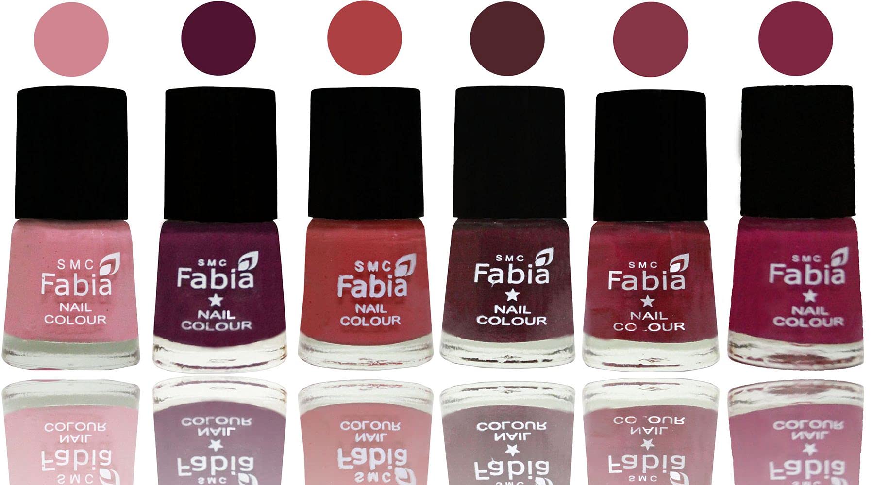 SMC Fabia Shine Bright Glossy Nail Polish Set - 6 Vibrant Colors (03044) | Long-Lasting Nail Paint for Manicure, Pedicure & Nail Art | Perfect for Parties, Weddings & Daily Wear