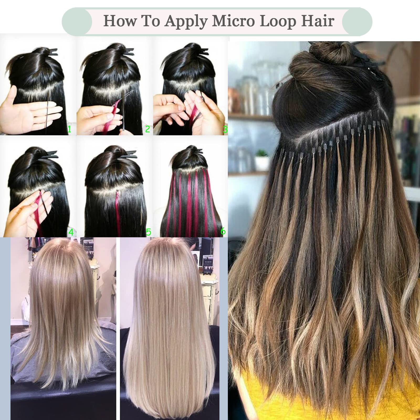 Micro Ring Loop Human Hair Extensions - 20inch 100 Strands Straight Chocolate Brown Remy Hair with Micro Beads for Women | Perfect for Daily Styling, Parties & Special Occasions