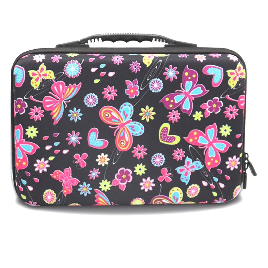 SOWUNO 60 Grids Essential Oil Carrying Case with Butterfly Design - Portable Essential Oil Organizer for 0.34oz Bottles - Perfect for Aromatherapy, Travel & Home Storage