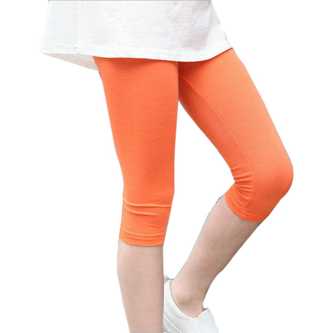 Kids' Summer Candy Color Cropped Leggings for Girls - Soft Stretchy Comfortable Playwear for Outdoor Activities & Dance Class