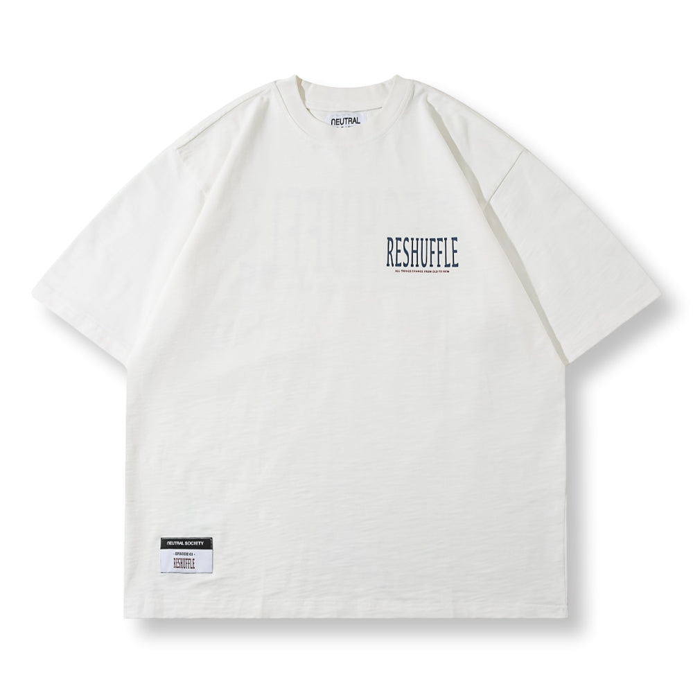 Neutral Society Reshuffle Big Tee White - Oversized Unisex T-Shirt for Men & Women | Casual Streetwear for Everyday Wear & Lounge