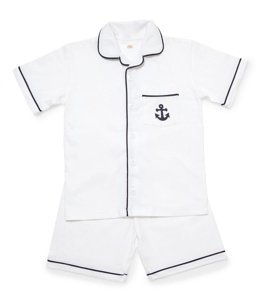 Boys' Anchor Print Two-Piece Outfit Set - Cute Nautical Style for Beach, Vacation & Family Photos