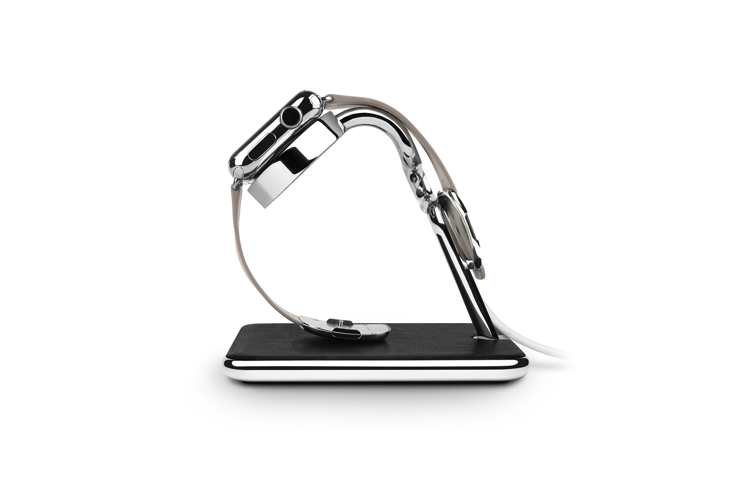 Twelve South Forte for Apple Watch - Premium Leather & Chrome Charging Stand | Elegant Display & Charging Station for Home, Office, or Nightstand