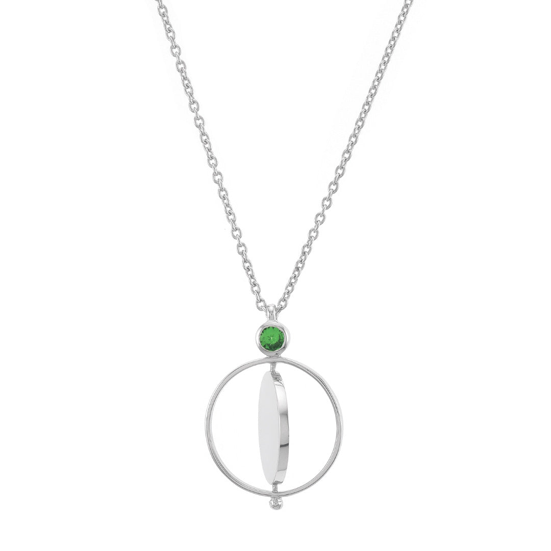 Tsavorite Green Garnet Silver Pivot Disc Pendant Necklace for Women - Elegant Jewelry Gift for Birthday, Anniversary & Special Occasions