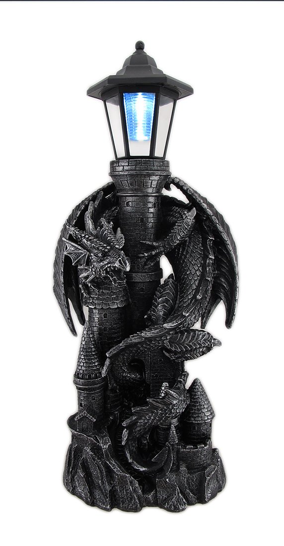 Solar-Powered Medieval Dragon Statue with LED Lantern - 21 Inch Gothic Outdoor Decor for Garden, Patio & Castle Theme - Keeper of The Castle Symbolizing Protection & Enchantment