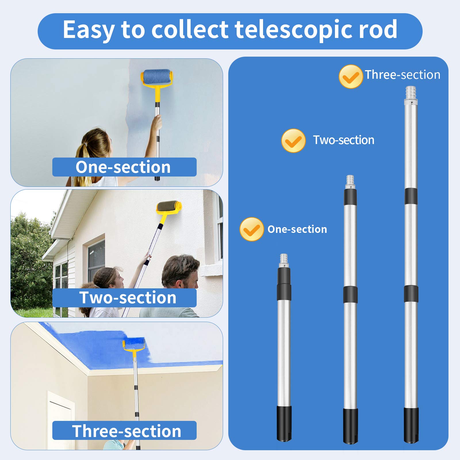 Premium Paint Roller Kit for Walls & Ceilings - 9-Piece Painting Supplies Set with Extension Pole, Edger Tool & Telescoping Handle - Ideal for Home Improvement, DIY Projects & Professional Use (Blue)