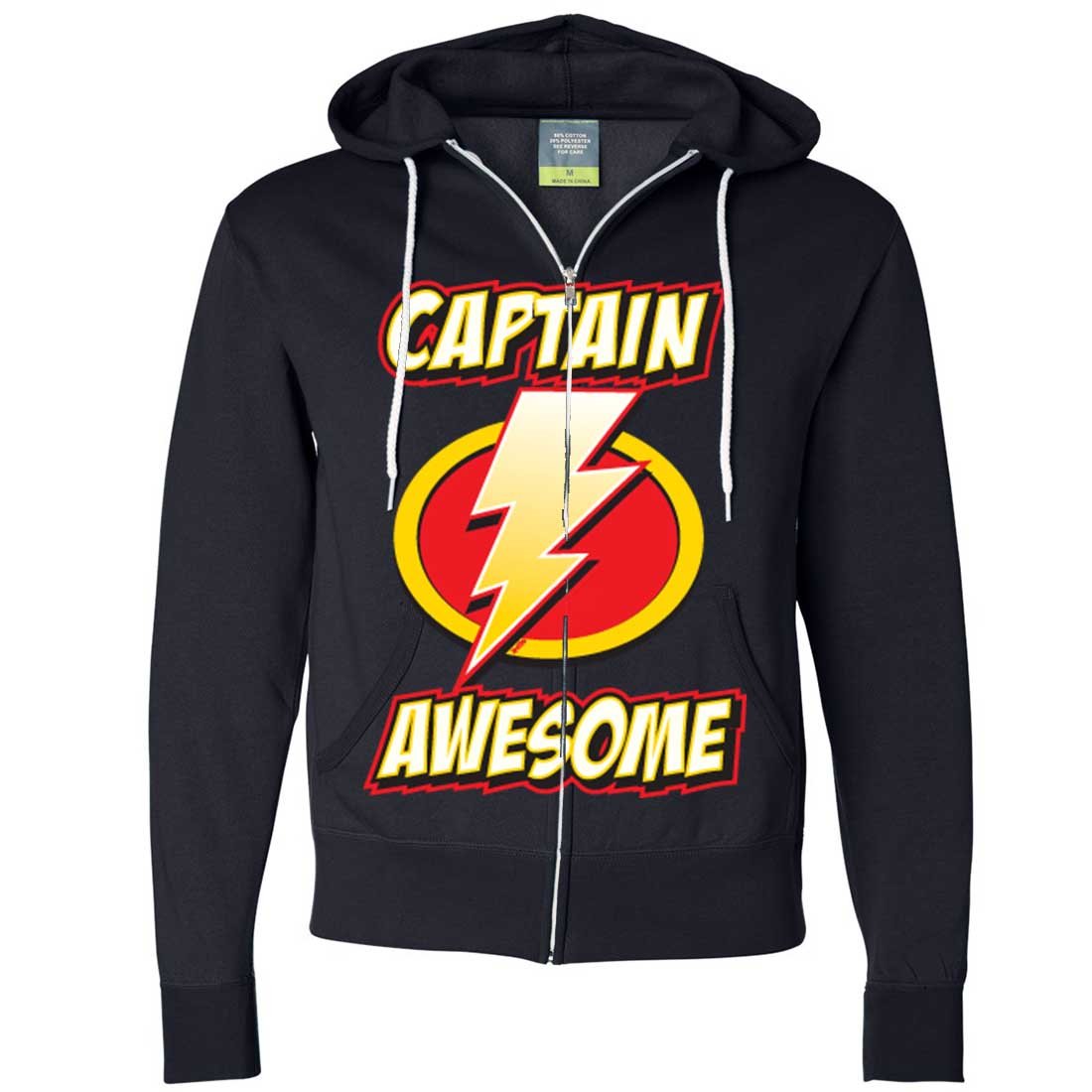 Dolphin Shirt Co Captain Awesome Zip-Up Hoodie - Men's Premium Fleece Pullover with Front Pocket | Perfect for Casual Wear, Outdoor Activities & Street Fashion