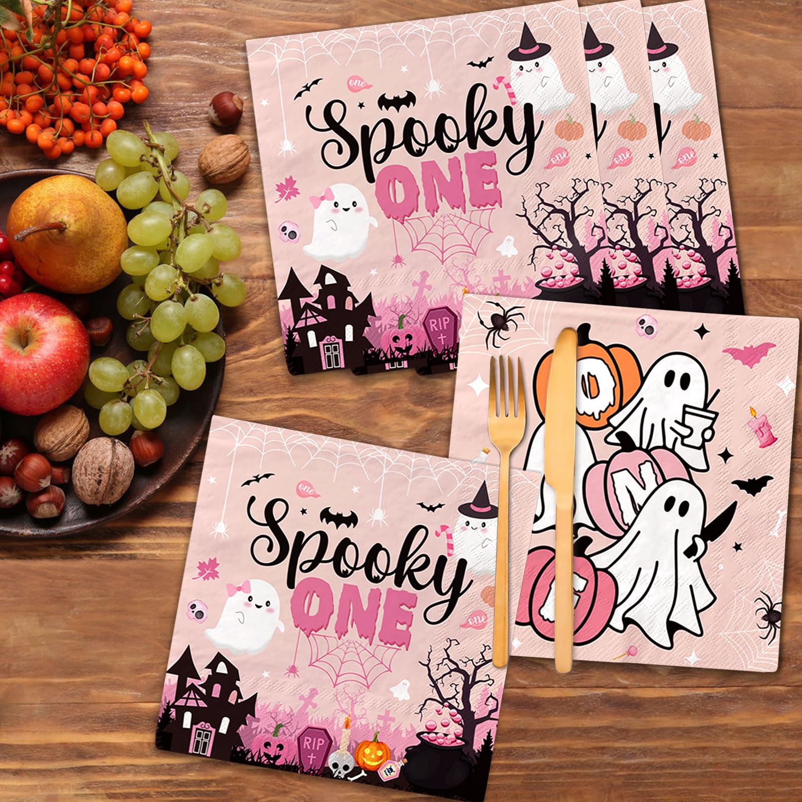 Spooky One Halloween Napkins for Party Supplies, Durable & Fun Party Tableware, Perfect for Halloween Celebrations & Themed Gatherings