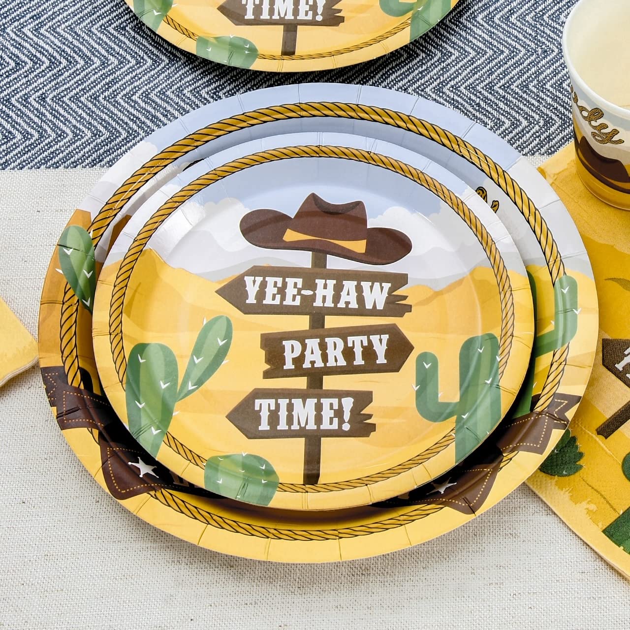 Western Birthday Party Supplies Set for 24 Guests - Cowboy & Cowgirl Themed Dinner Plates, Dessert Plates, Cups & Napkins - Rodeo Decorations for Kids, Boys & Girls Birthday Parties - Perfect for Wild West, Cowboy & Western Theme Parties