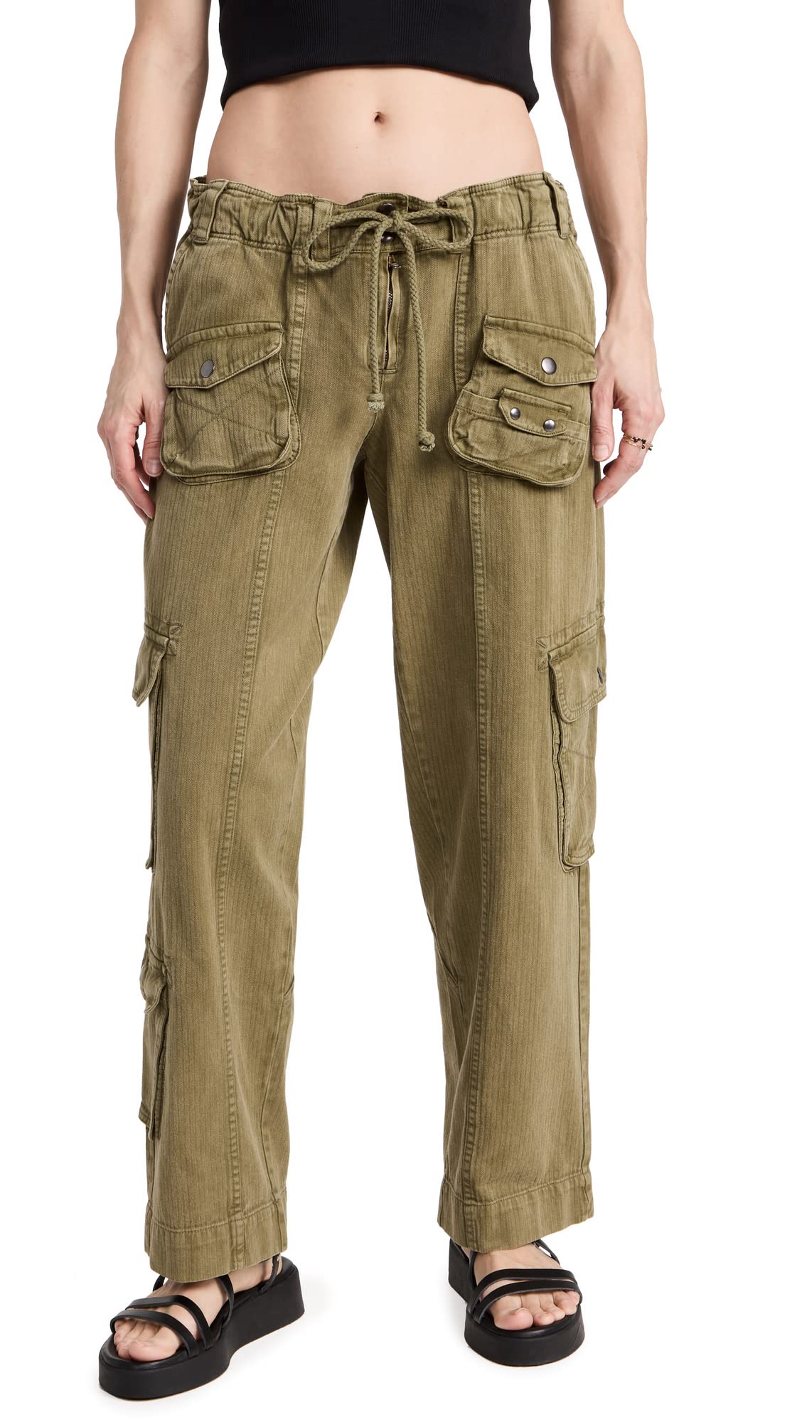 Free People Women's Tahiti Cargo Pants - Stylish Casual & Travel Pants with Multiple Pockets | Perfect for Hiking, Yoga, and Everyday Wear