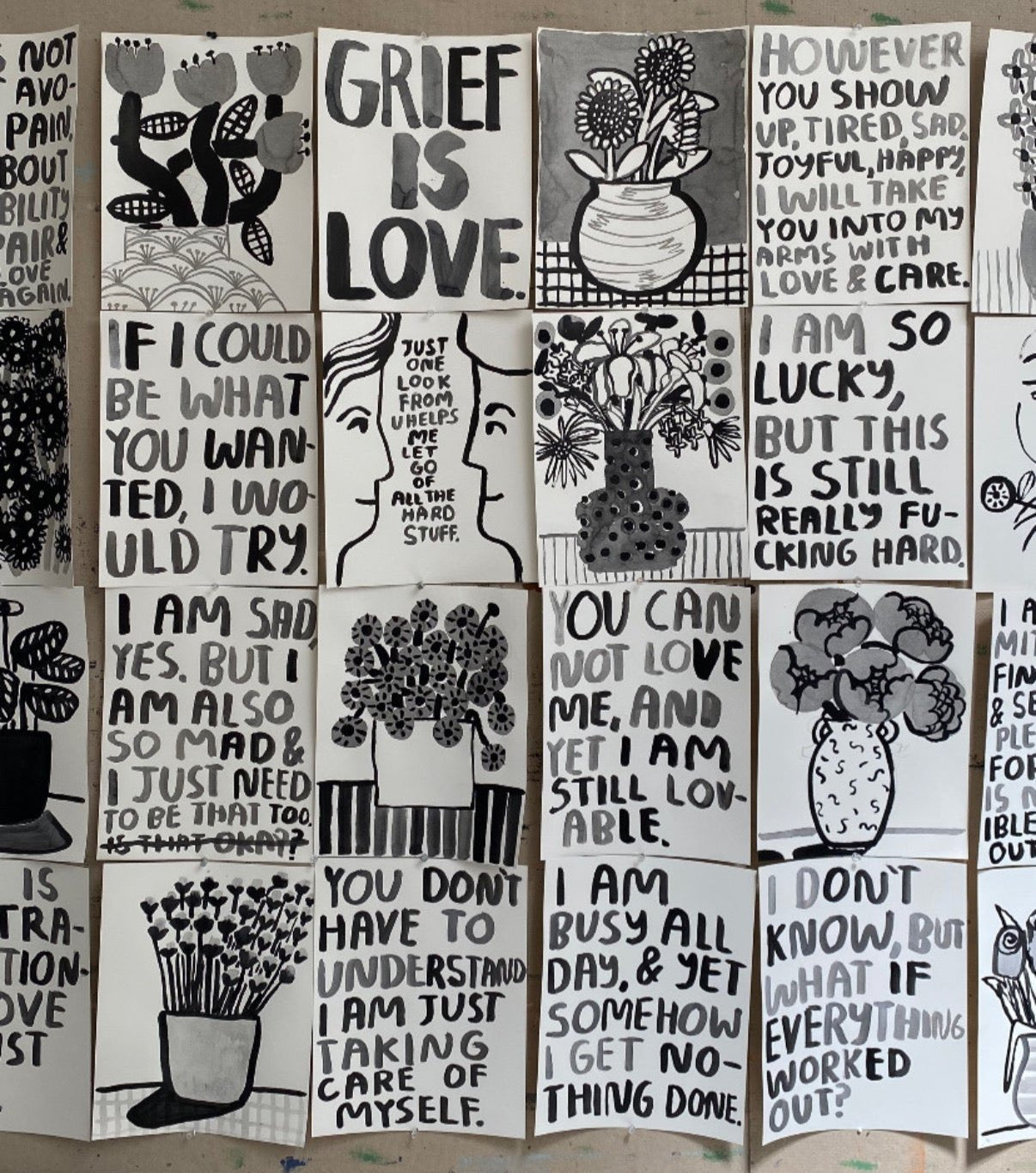 Grief is Love - Handmade Sumi Ink Painting Wall Art - Perfect for Home Decor, Meditation Spaces & Healing Gifts