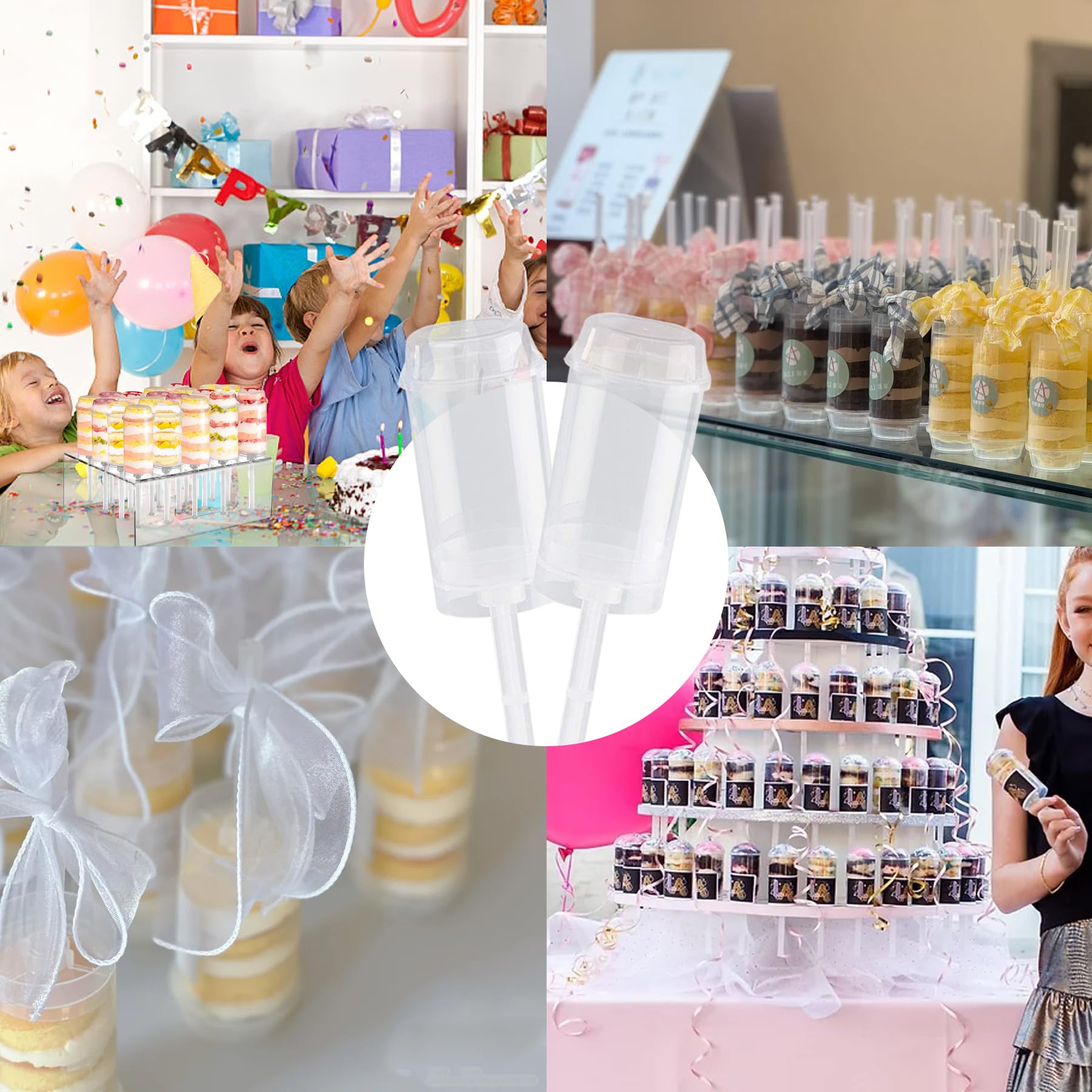 TORMEN 80 Pack Clear Round Push Up Cake Pop Containers with Lids, Base & Sticks - Perfect for Wedding Favors, Birthday Parties, Baby Showers & Dessert Displays