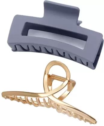 Rubela Non-Slip Hair Clips - Matte Acrylic Rectangle & Metal Hair Claws for Women, Girls - Perfect for School, Work, Parties and Everyday Hairstyles