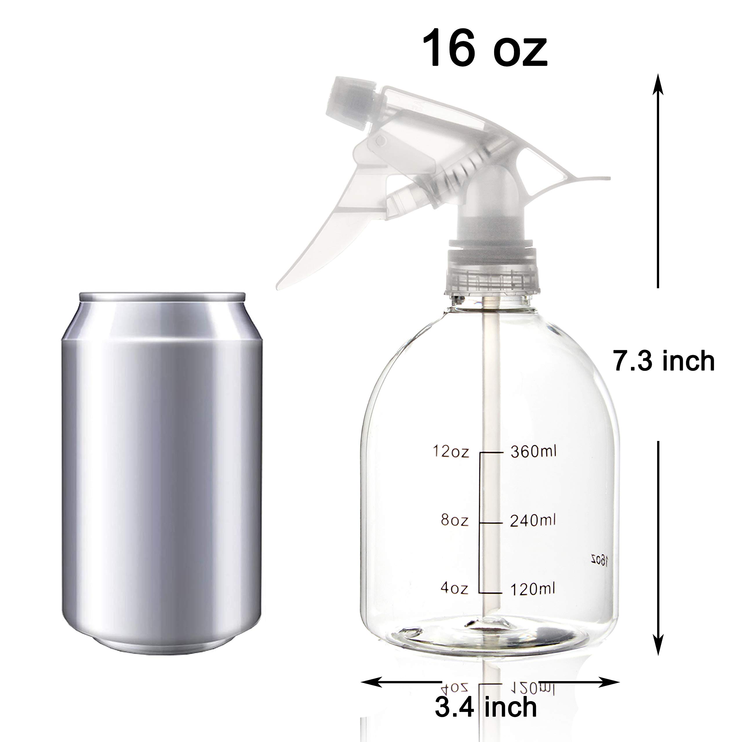 Youngever 6 Pack 16oz Empty Plastic Spray Bottles with White Sprayer - Refillable Hair, Cleaning & Beauty Solution Containers for Salon, Home & Garden Use