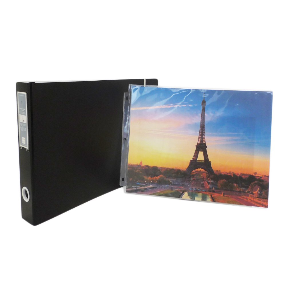 14 x 11 Inch 3-Ring Binder with 75 Sheet Protectors - 1.5 Inch D-Ring, Archival Safe, Acid-Free - Perfect for School, Office & Document Organization