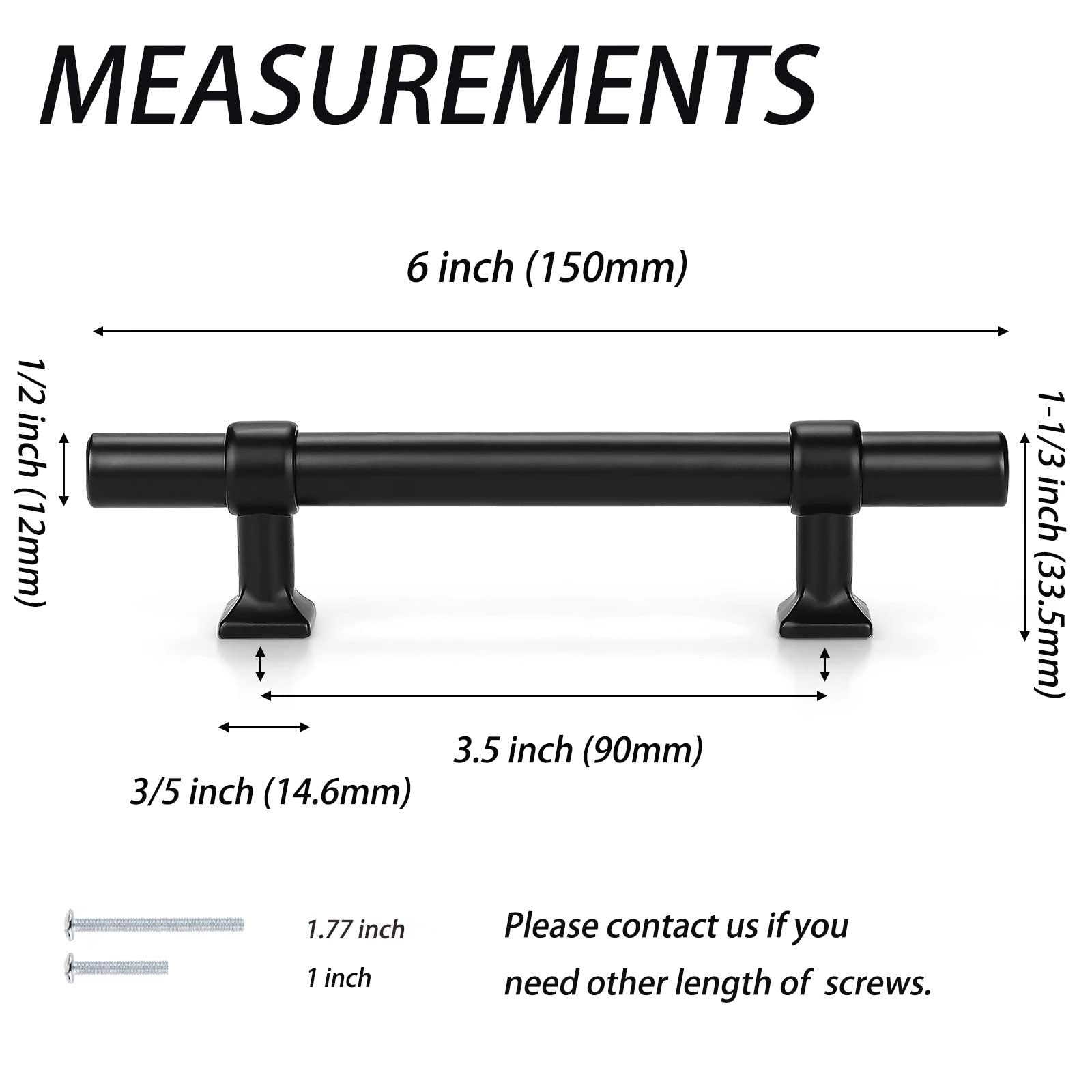 10 Pack Matte Black Cabinet Pulls - 3.5 Inch T Bar Drawer Handles for Kitchen & Bathroom, Stainless Steel Dresser Pulls for Cabinets, Drawers & Furniture (Ideal for Modern Home Renovation & DIY Projects)