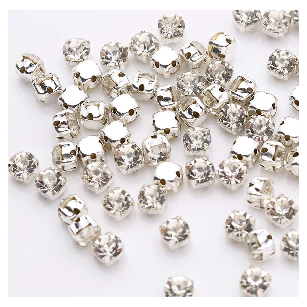 Pawkyjar 4mm Crystal Glass Claw Rhinestones - 1440 Pcs Sew-on Rhinestones for DIY Crafts, Clothing, Wedding Dresses & Costume Design - Perfect for Embellishing Dresses, Shoes, Bags and Home Decor