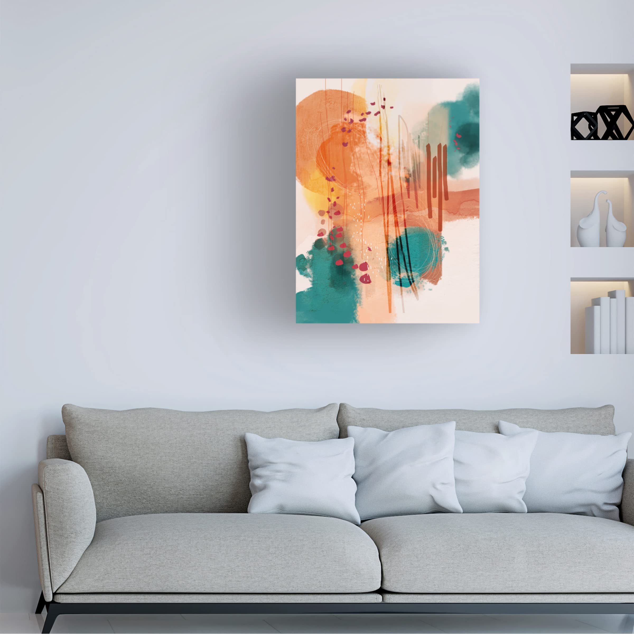 Trademark Fine Art 'Sunset Moon 1' Canvas Wall Art Print by Ishita Banerjee - Modern Abstract Painting for Living Room & Bedroom Decor