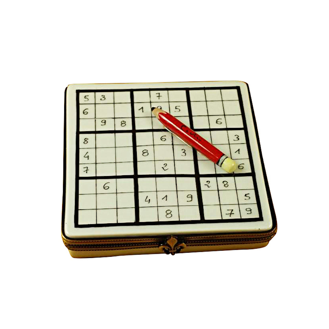 Exquisite Limoges Porcelain Sudoku Puzzle Box - Hand-Painted French Collectible for Home Decor & Gift Giving | Perfect for Puzzle Lovers & Luxury Collectors