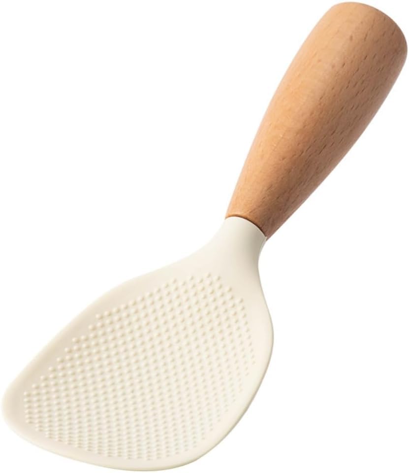 Heat-Resistant White Silicone Rice Spoon - Non-Slip Handle, Anti-Scalding Kitchen Utensil for Rice, Potatoes & Cooking - Perfect for Serving, Stirring & Meal Prep