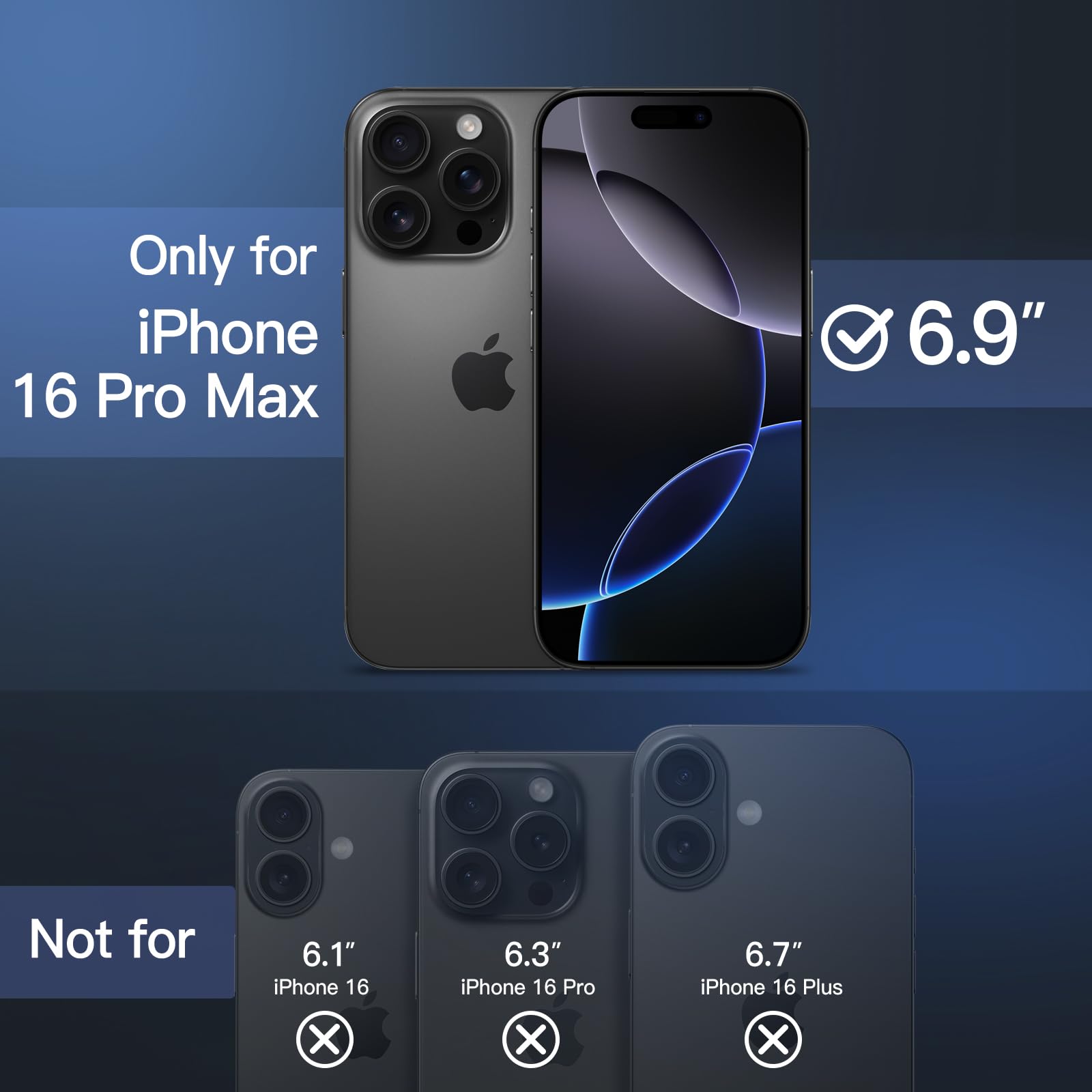 JETech Magnetic Case for iPhone 16 Pro Max 6.9-Inch | MagSafe Compatible Slim Shockproof Phone Cover with Translucent Matte Back | Perfect for Everyday Protection & Wireless Charging (Storm Blue)