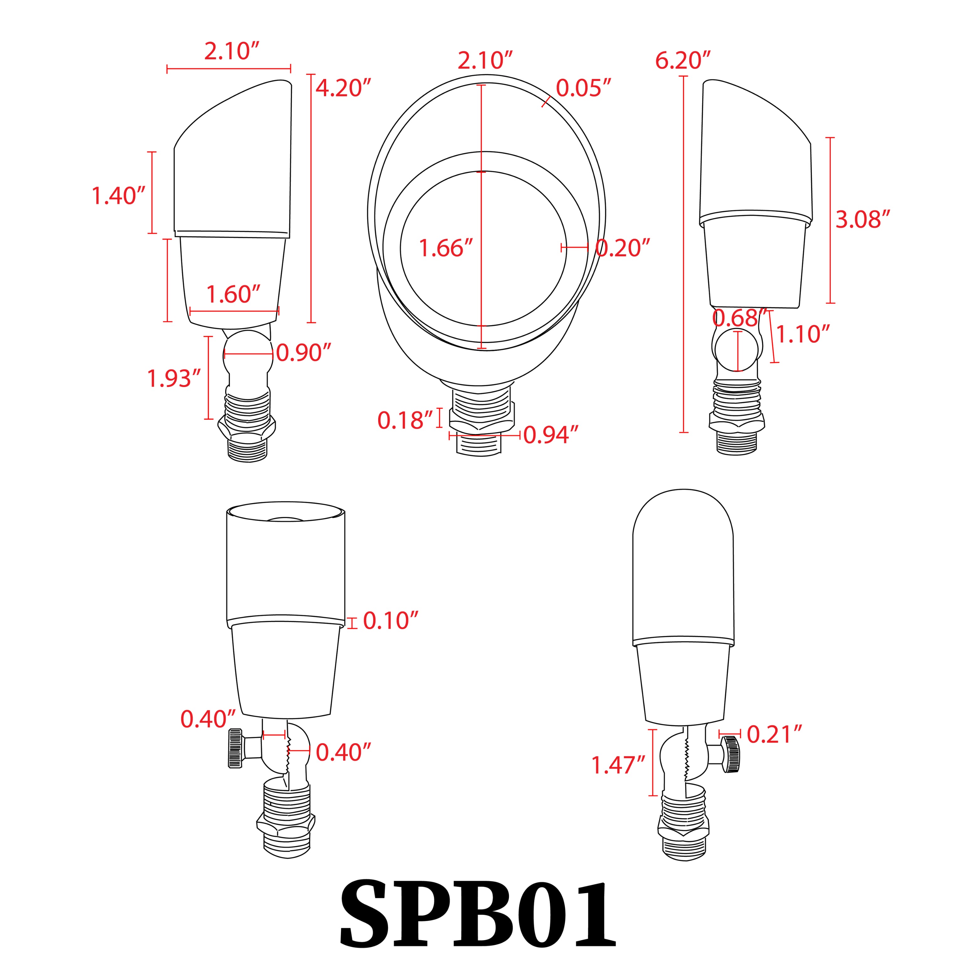 SPB01 4x/8x/12x Low Voltage LED Directional Spot Light - 5W 3000K Warm White Outdoor Landscape Lighting for Garden, Pathway, and Architectural Accent Lighting
