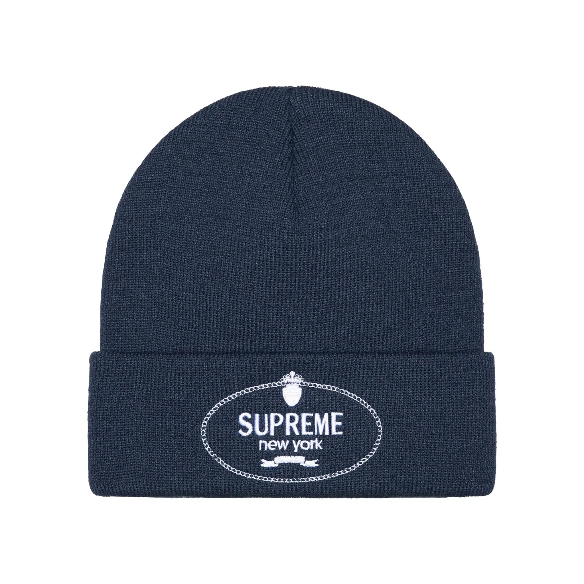 Supreme Crest Beanie - Navy Blue Winter Knit Hat for Men & Women - Warm Fleece Lined Skull Cap for Cold Weather, Outdoor Sports & Casual Wear