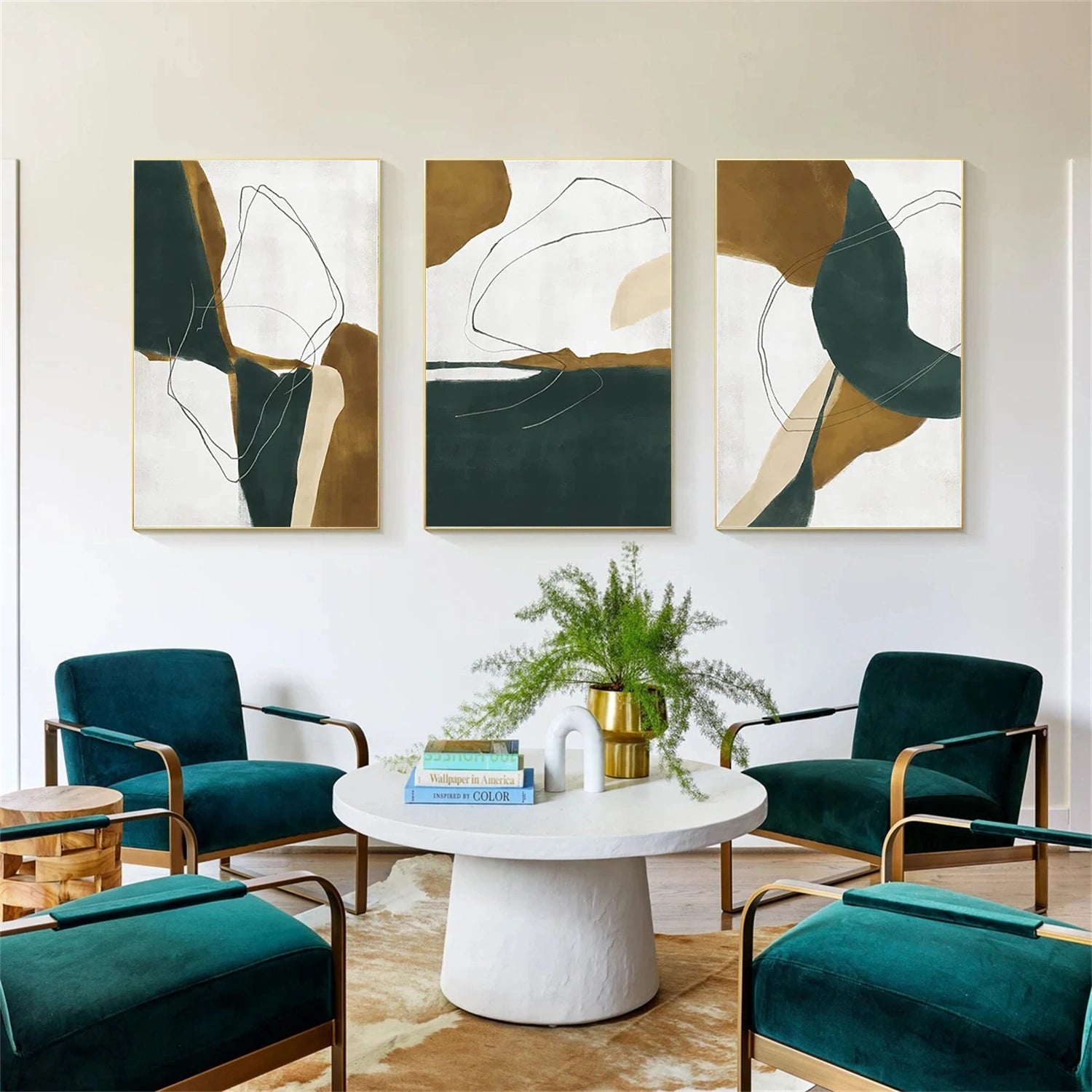 Abstract Tranquility Wall Art Set of 3 - Modern Minimalist Canvas Prints for Living Room, Bedroom & Office Decor - #WS290